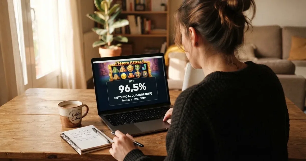 Pantalla de un casino online con licencia DGOJ mostrando la ficha técnica de un slot con su porcentaje de RTP visible
