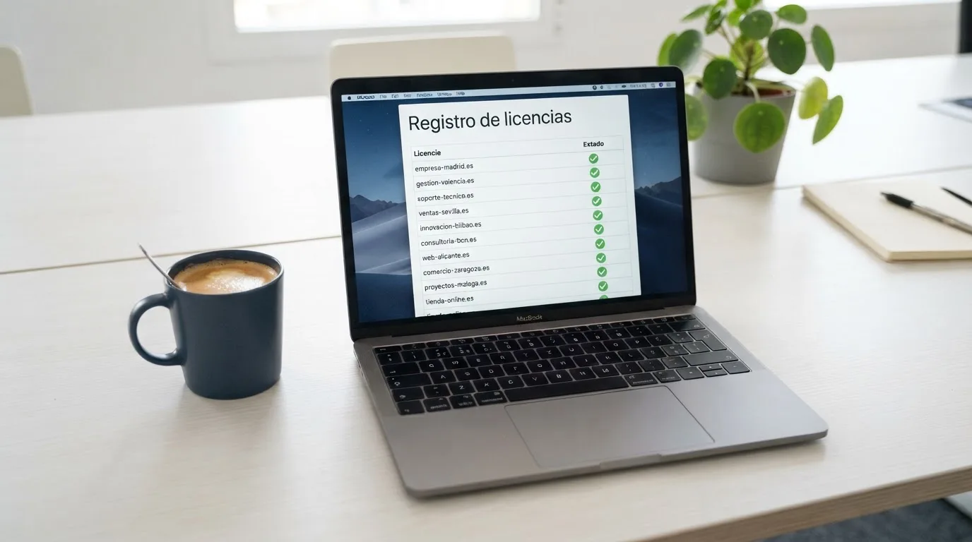 Pantalla del registro oficial de la DGOJ con el listado de operadores con licencia en España y el dominio .es visible