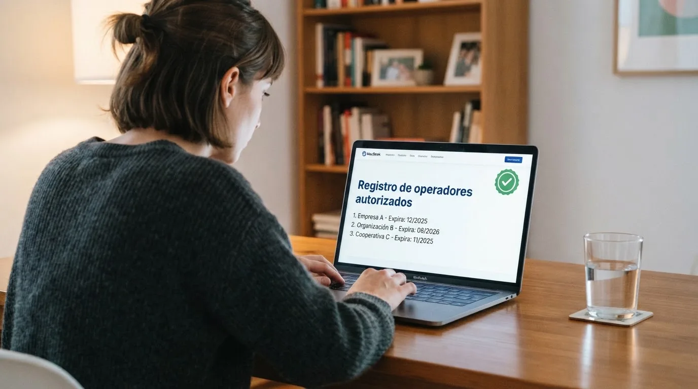 Captura del sitio web oficial de la DGOJ con el listado de operadores autorizados y el sello de licencia en vigor