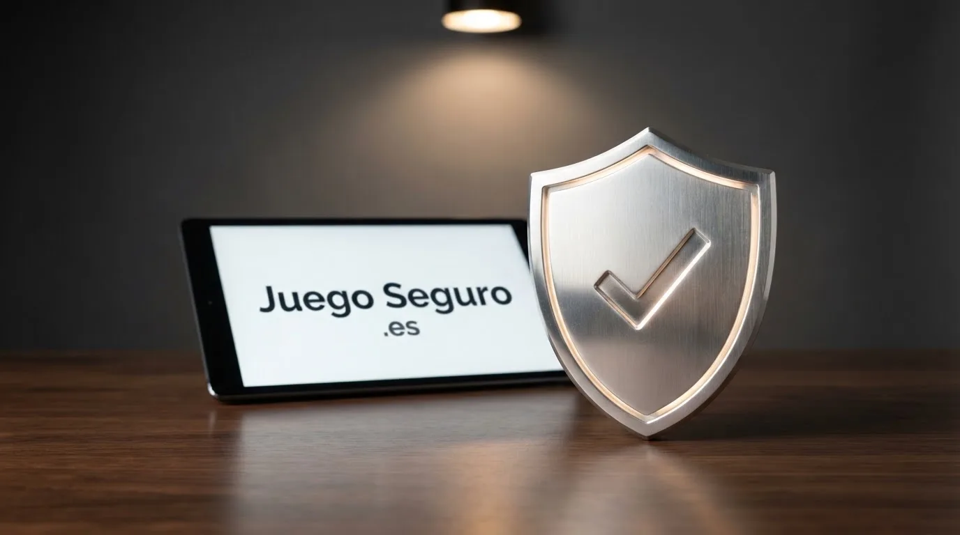 Pantalla del registro oficial de la DGOJ en ordenacionjuego.es mostrando el sello de juego seguro junto al dominio .es de un operador autorizado